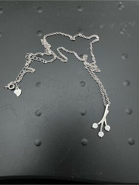925 Sterling Silver 3-Stone Simulated Diamond Pendant Necklace Dainty